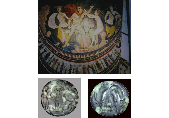 Ο Ύλας και οι Νύμφες (πίνακας από την εκκλησία του Ιουνίου Βάσσου, 331-350 μ.Χ., Αρχαιολογικό Μουσείο Palazzo 