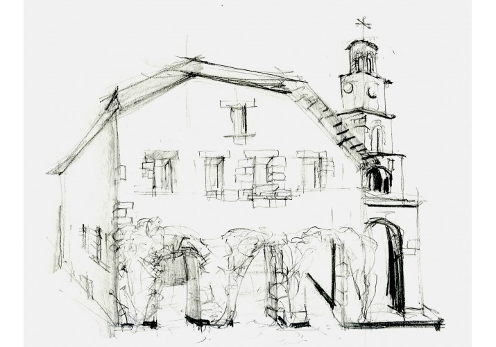 Σκίτσο πρόσοψης της εκκλησίας του Αγίου Γεωργίου