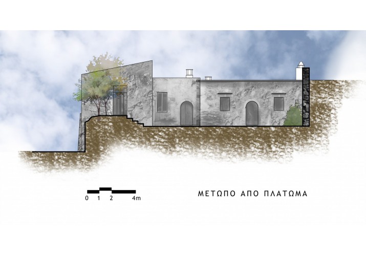 Όψη οικοδομικού περιγράμματος από το κεντρικό πλάτωμα