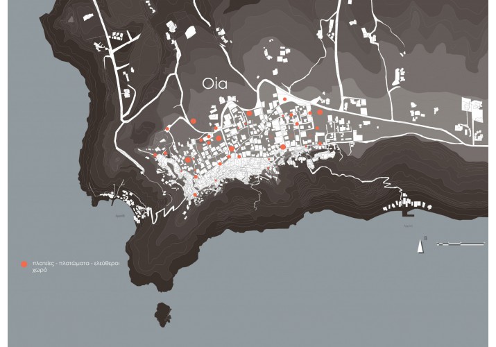 Χάρτης με πλατείες, πλατώματα και ελεύθερους χώρους