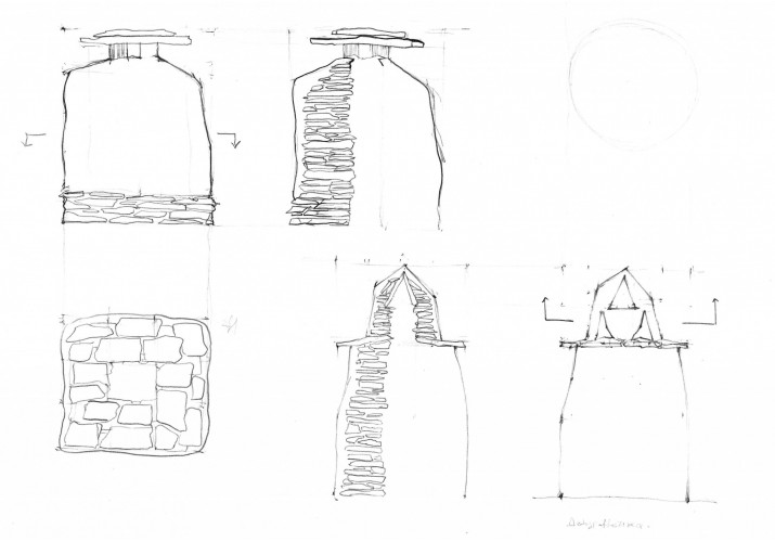 σκίτσα λεπτομερειών καμινάδας από σχιστόλιθους