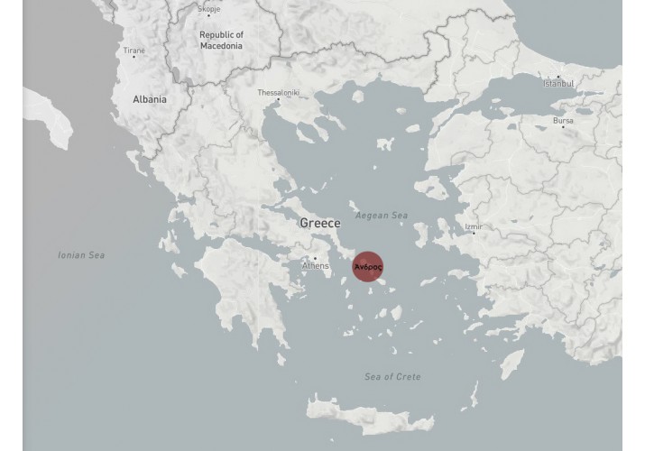 Η τοποθεσία της Άνδρου στην Ελλάδα