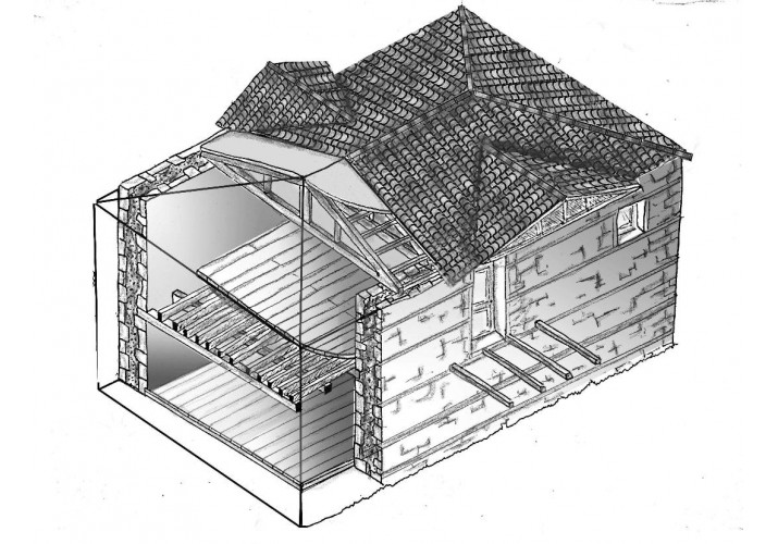Αξονομετρική τομή διώροφης κατοικίας