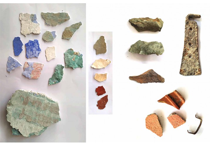 Δείγματα παλιών στρώσεων χρωματιστής μπογιάς-Δείγματα πετρωμάτων περιοχής