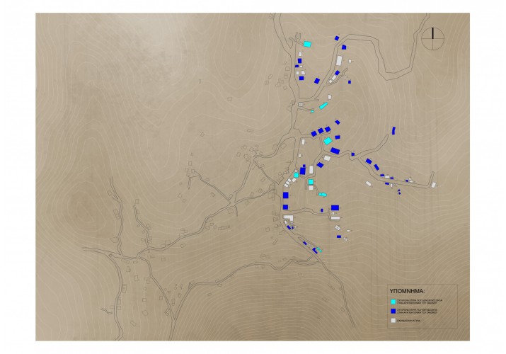 Χάρτης σύγχρονων κτιρίων που εντάσσονται στην αρχιτεκτονική του οικισμού.