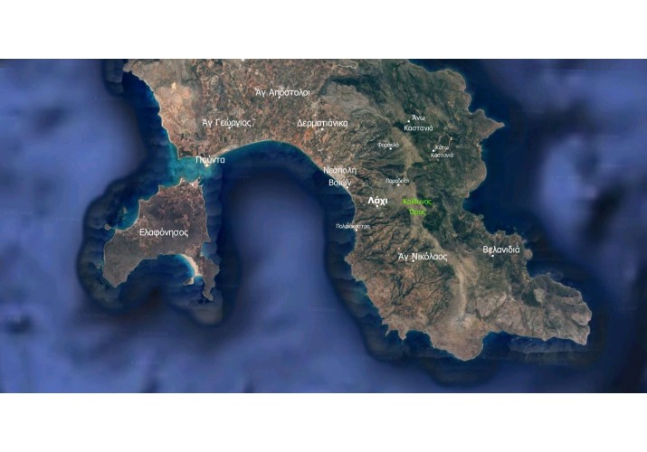 Χάρτης με τις γύρω περιοχές