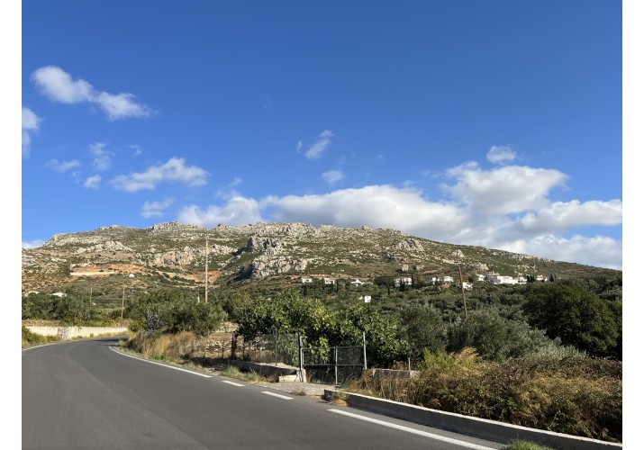 Η κεντρική οδική αρτηρία με τον οικισμό να διακρίνεται στο βάθος δεξιά