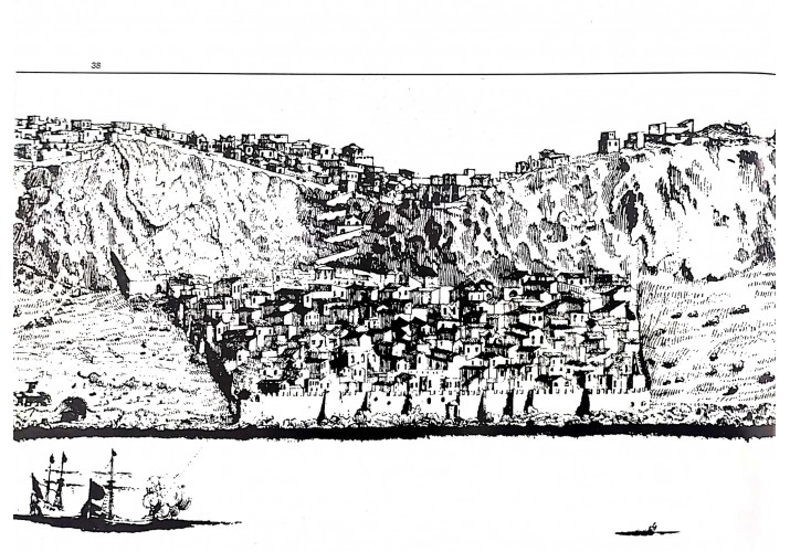 Μονεμβασία. Λεπτομέρεια από σχέδιο του 1690 (Γεννάδειος βιβλιοθήκη, φάκελος Grimani).