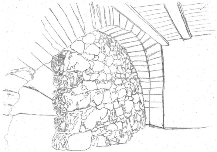 Πλήρωση Καμάρας με  τοίχο από λιθοδομή για την δημιουργία διαχωριστικού, Αρχοντικό Ερείπιο