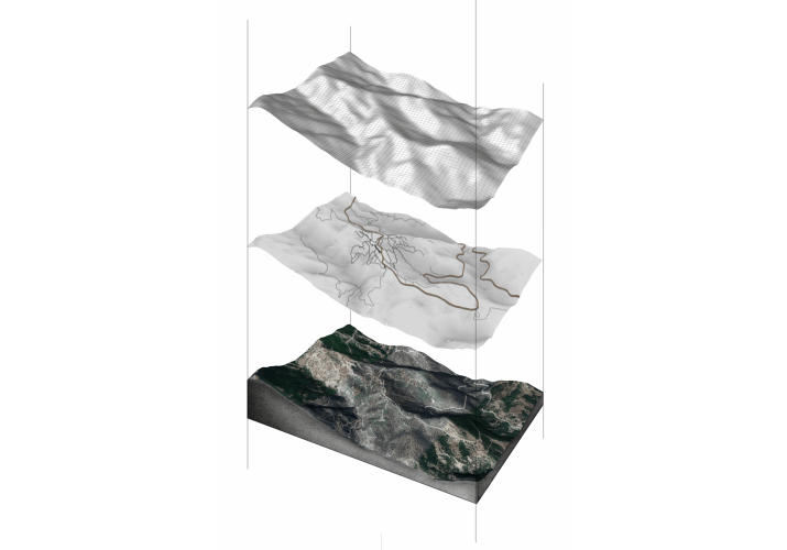 Αξονομετρική Απεικόνιση Σχηματισμού του Εδάφους και του Τοπικού Οδικού Δικτύου