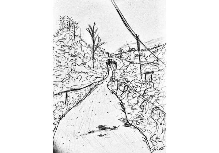 Δρομάκι με θέα το φυσικό τοπίο του οικισμού