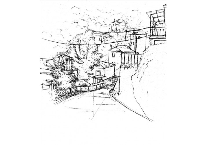 σκίτσο από δρομάκι του χωριού 