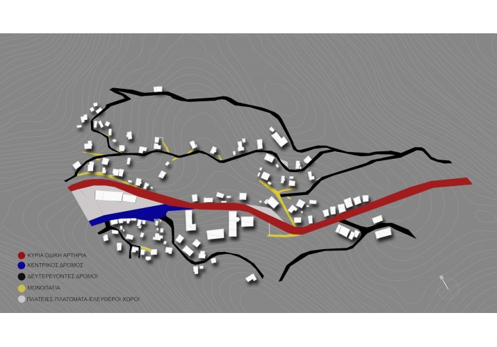 Οδικό δίκτυο και πλατείες - πλατώματα στην περιοχή μελέτης