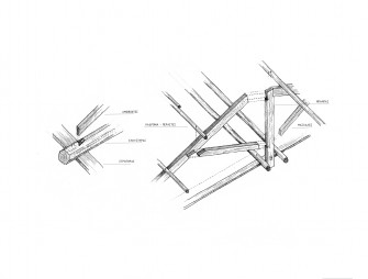 Λεπτομέρειες συνδεσμολογίας ξύλινων τμημάτων ζευκτών (βλ. παράδειγμα κτιρίου 8, αξονομετρικό στέγης)
